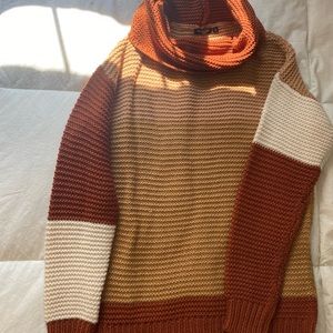 Color block turtle neck oversized sweater!